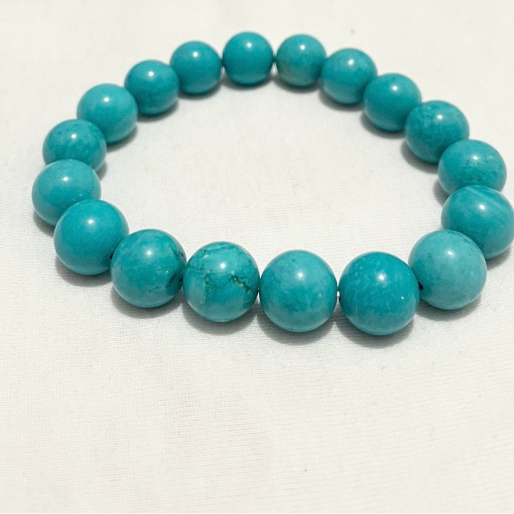 12mm Turquoise (synthetic) bead bracelet handmade Unisex New